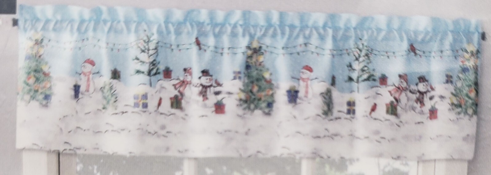 1 Fabric Printed Kitchen Valance(54×14″)CHRISTMAS,SNOWMEN,HOLIDAY WONDERLAND,Lic