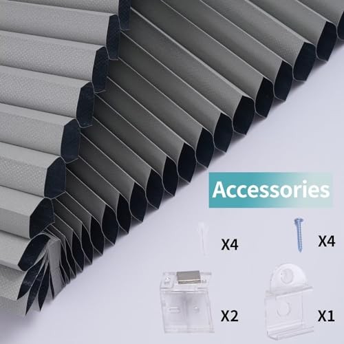 Cordless Blackout Window Blinds & Shades 24″W x 50″H Color-coordinated Grey
