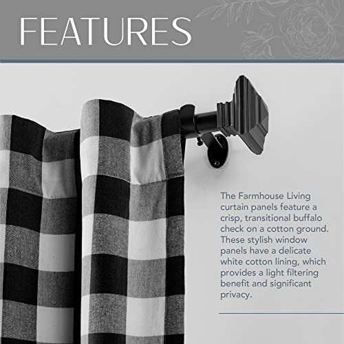 Farmhouse Living Buffalo-Check Window Curtain 52″W x 84″L (Pack of 1) Black