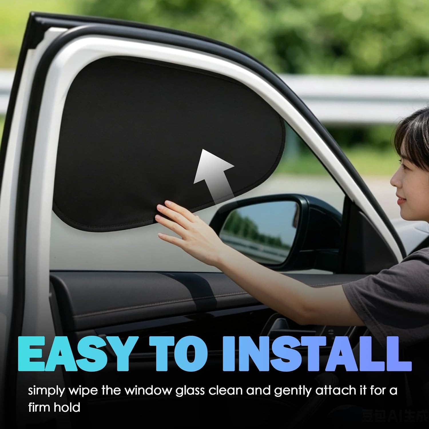 2PCS New Static Cling Car Shades for Side Windows,Foldable Cars Side Window Sun