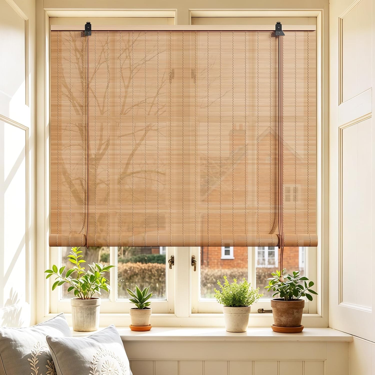 Bamboo Blinds 40×72 inch Bamboo Roman Shades for Indoor Windows Outdoor