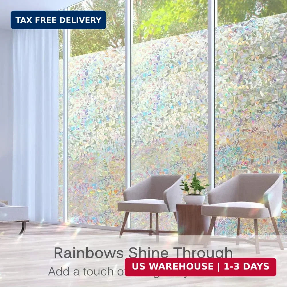 Volcanics Window Privacy Film with Installation Tools, Static Window Clings Viny