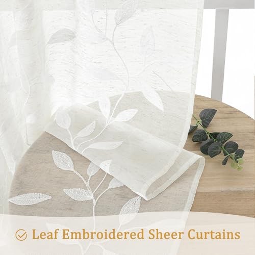 Short Sheer Curtains 36 Inch Length – Light 30″W x 36″L (Pack of 2) White