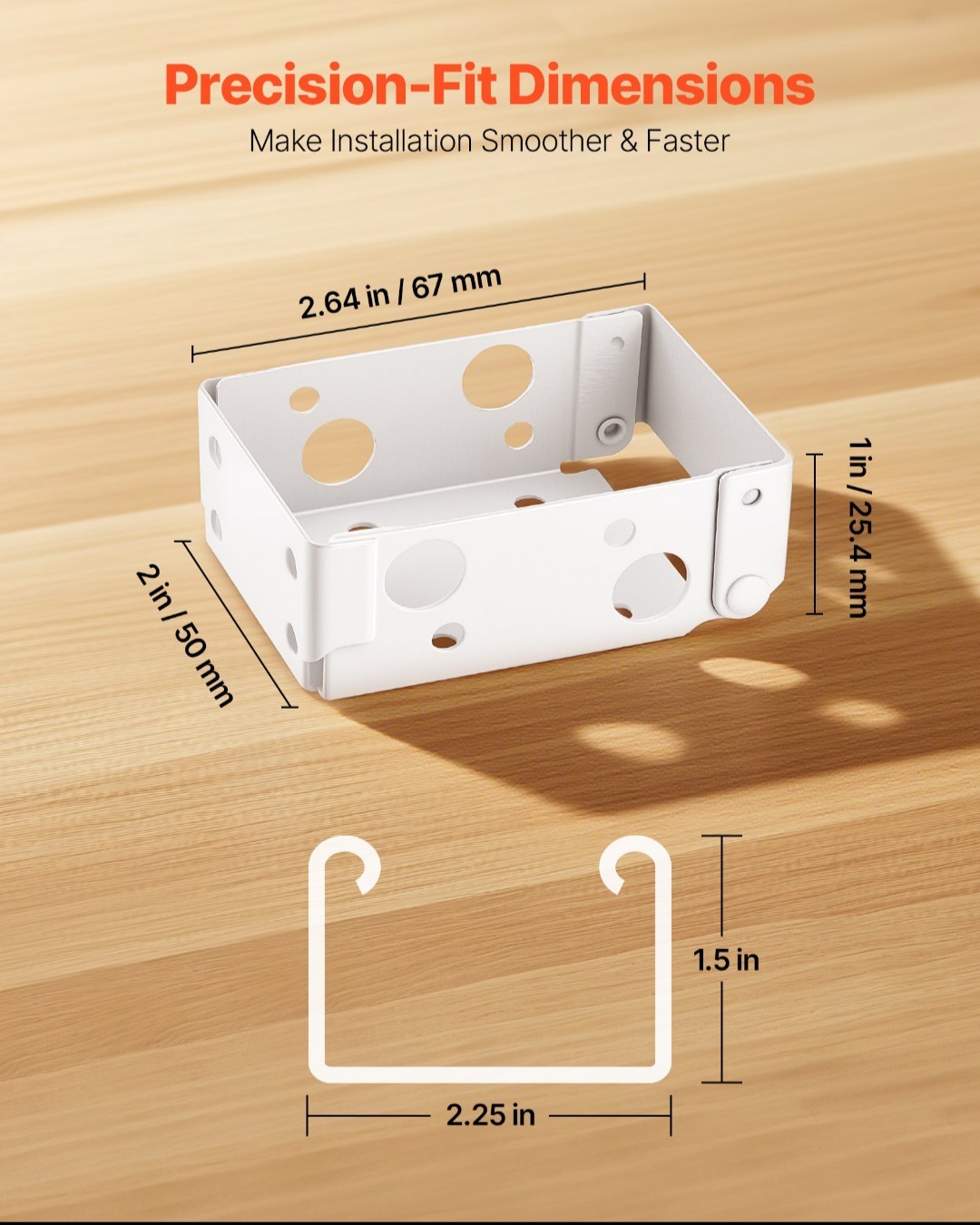Box Mounting Brackets 2pcs For Window Blinds 1.5×2.25 Inch Headrails”
