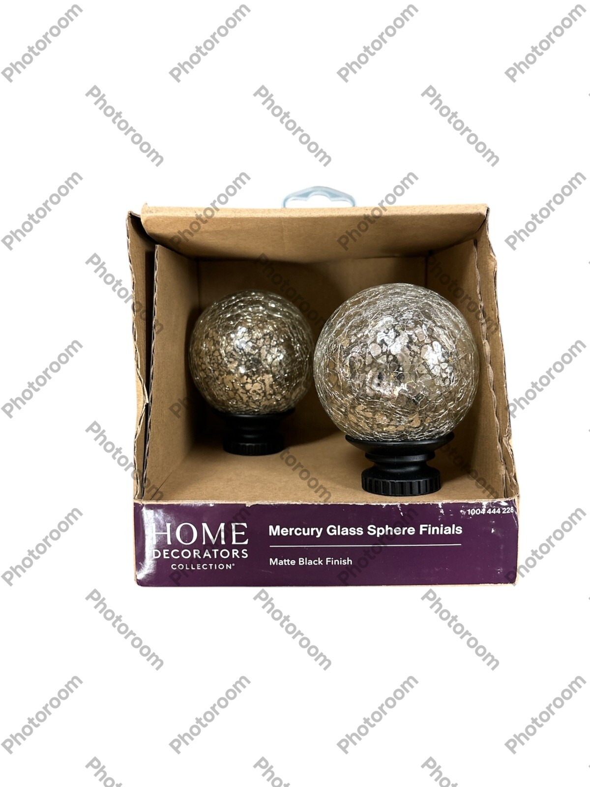 Home Decorators Collection Mercury Glass Sphere Finials Matte Black(pack Of 2)