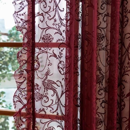 Kitchen Curtains 45 Inch Length – Chic Short 59″W x 45″L (Pack of 2) Burgundy