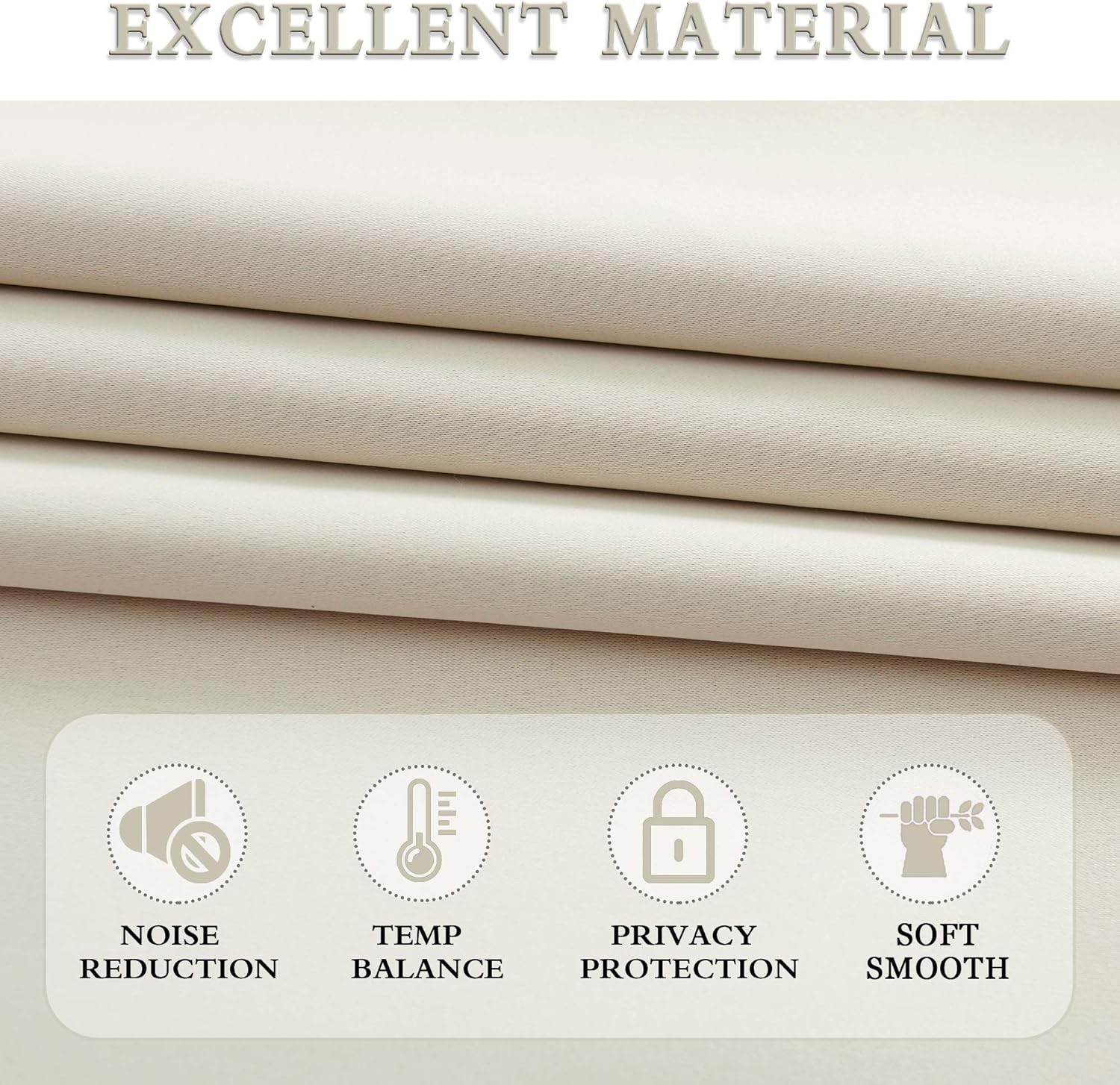 Beige Room Darkening Curtains for Bedroom – 52 x 90 Inch