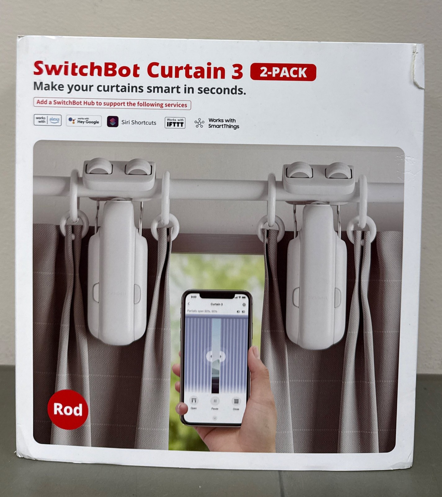 SwitchBot 2025 Automatic Curtain Opener 3 Rod, Bluetooth Remote Control Smart 1