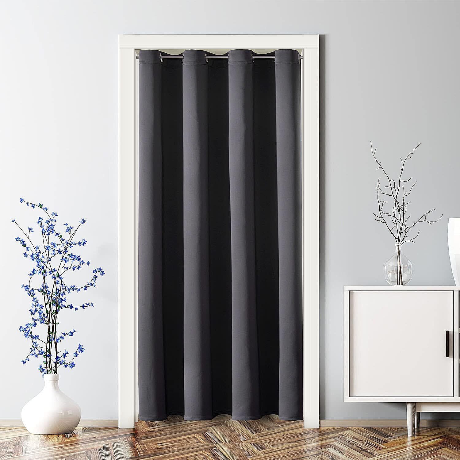 Blackout curtains, insulated temporary room divider (dark gray, 34 x 80 inches)