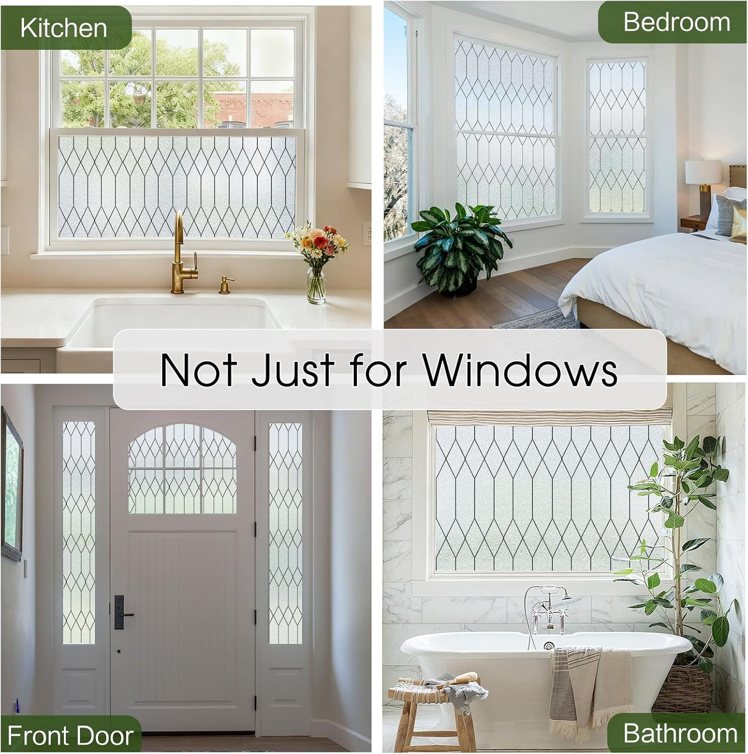 Frosted Glass Window Film Moroccan Lattice Decorative (17.5X78.7 In)