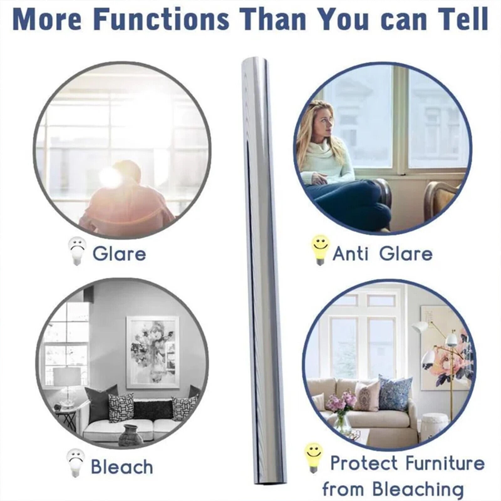 One Way Mirror Window Film Heat UV Reflective Privacy Tint Foil for Home Office