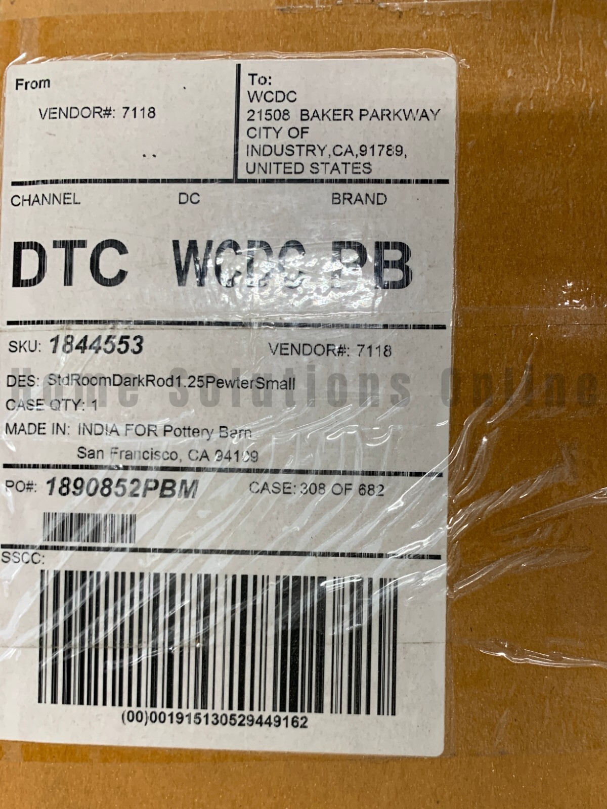 Pottery Barn Hidden Connection Room Darkening Curtain Rod Pewter 48″ 1.25″ #1004