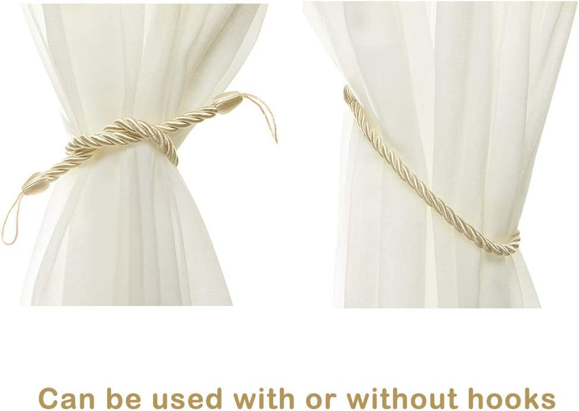 Curtain Ropes Tiebacks Tie-Backs, Curtain Handmade Holdbacks with 2 Metal Screw