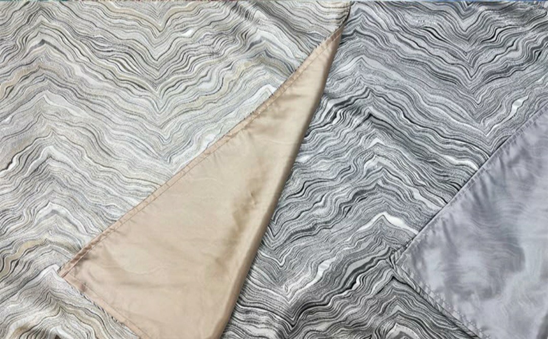 🌞Marble Jacquard Curtains- 54″ Wx90″L W/Attached 18″ Valance & Tie-backs-New!