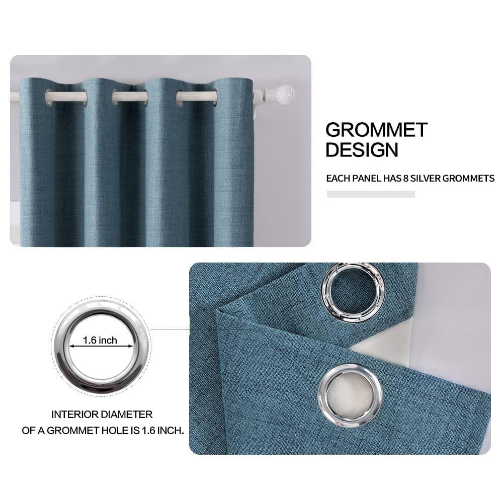 Linen Texture Curtains for Bedroom Solid 100% Blackout Thermal Insulated Dust…