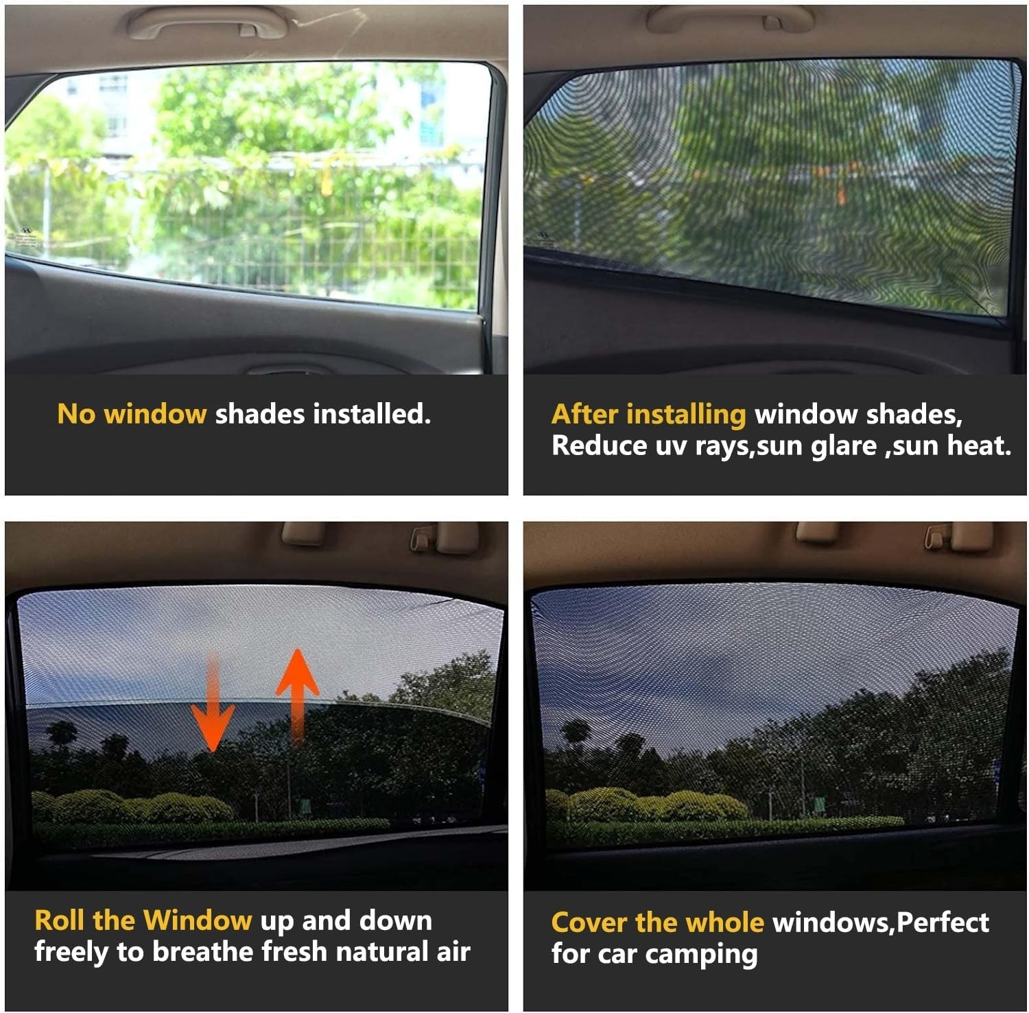 Car Rear Side Window Shades for Pickup Trucks,7 Seats Larger SUVs, Breathable…