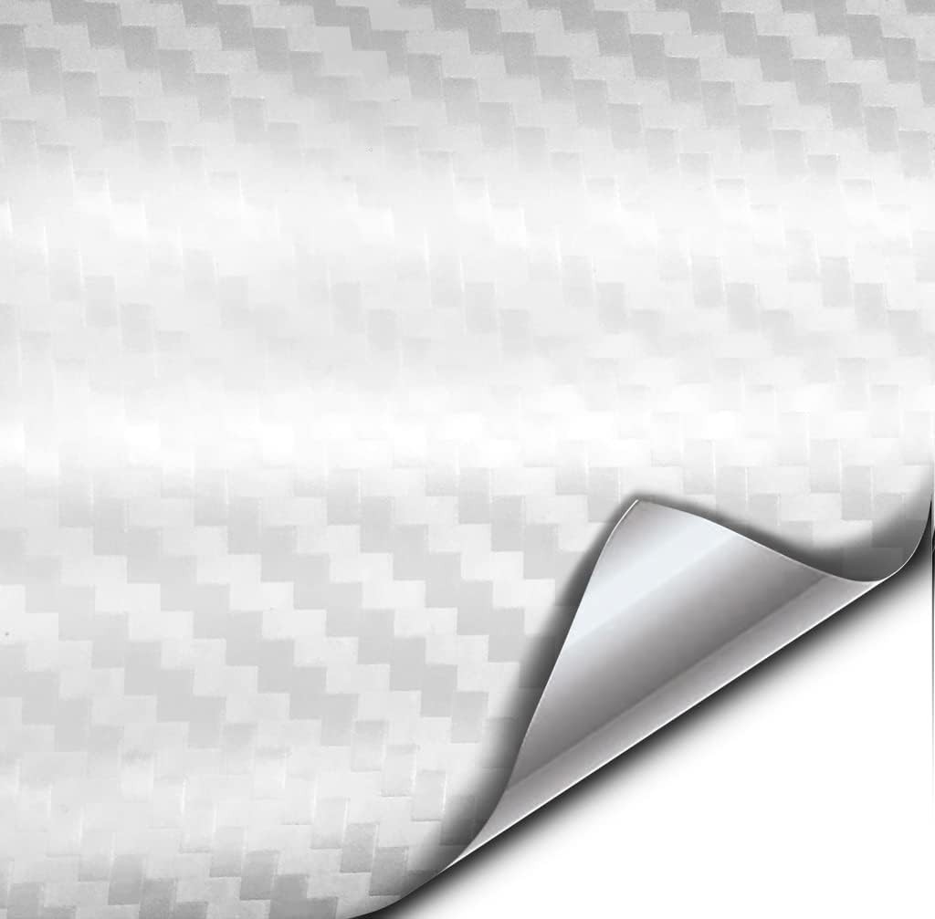 Carbon Fiber Vinyl Wrap Film White, 1ft x 5ft