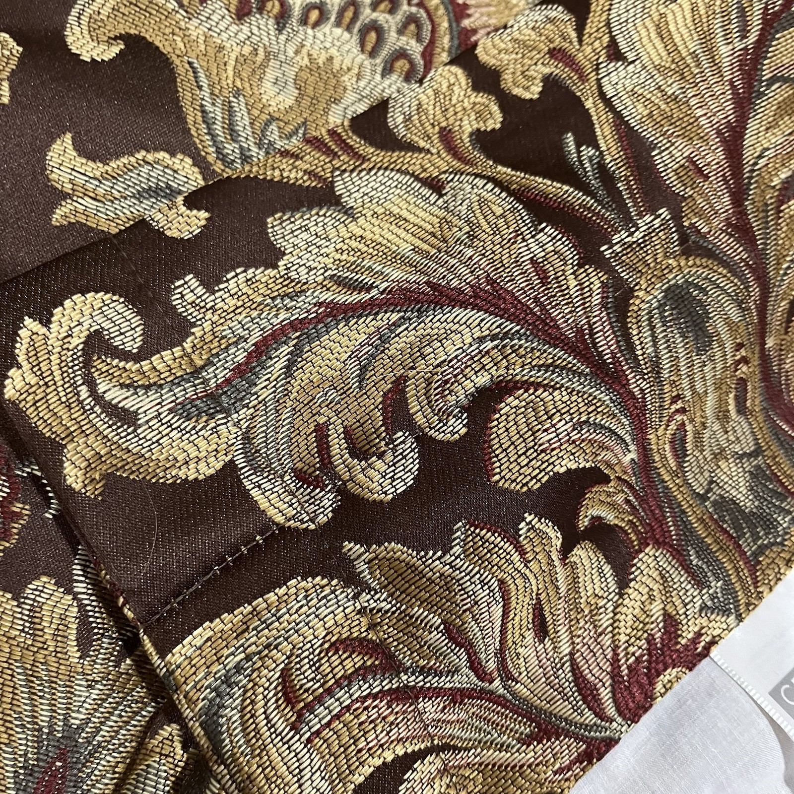 Croscill Curtain Panels Chocolate Brown Gold Jacobean Tie Back Set Of 2 42×84″