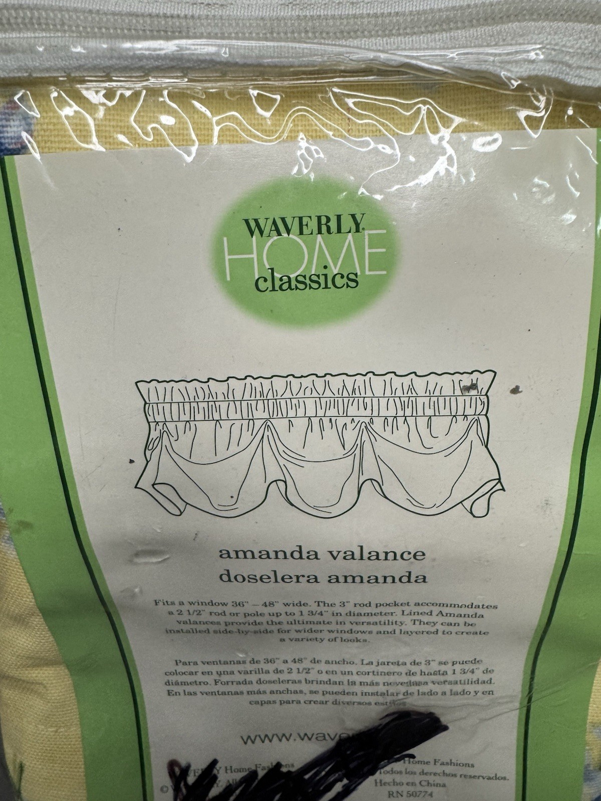 NEW Waverly Home Classics Amanda Valance Window Curtain Yellow Floral