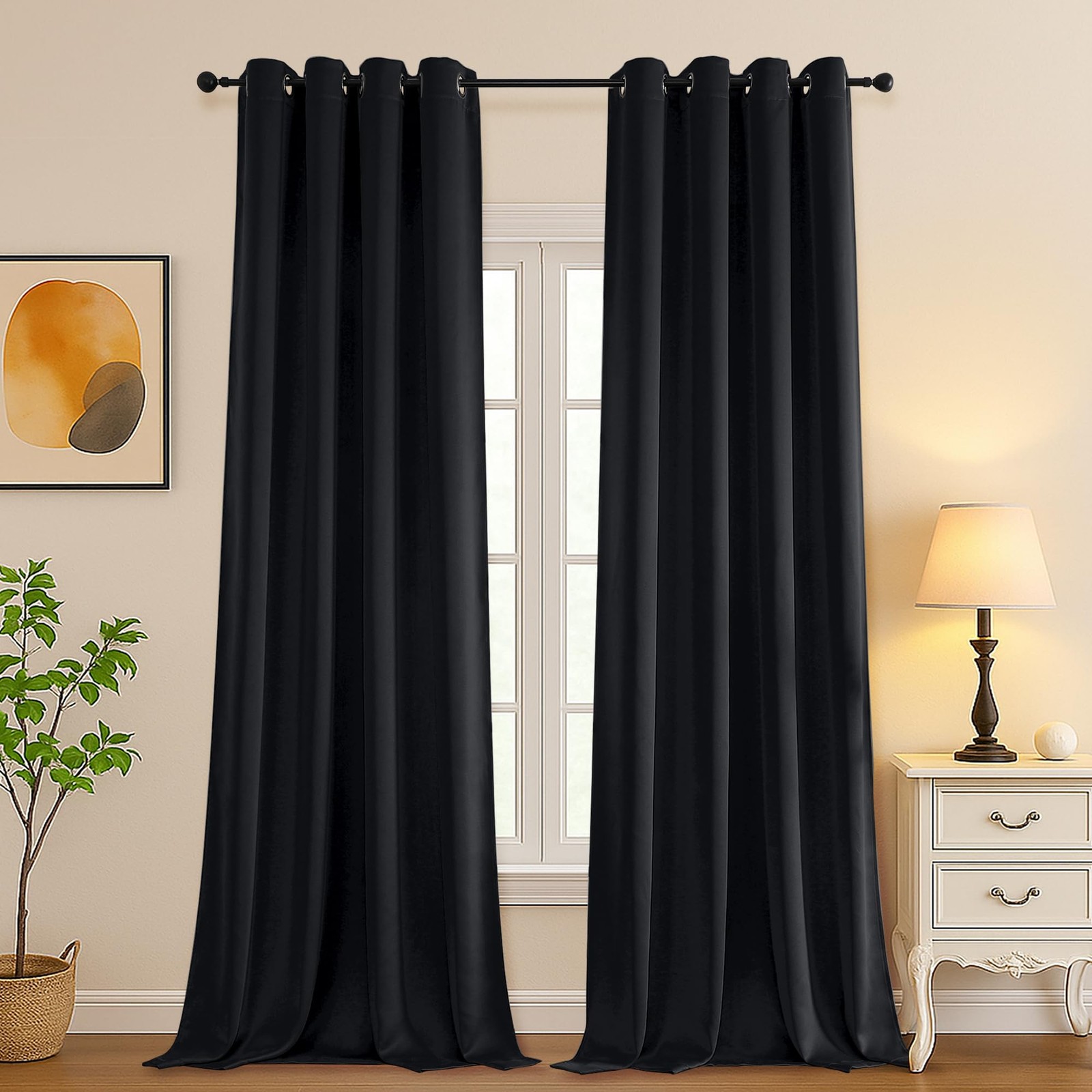 Halloween Black Extra Long 10ft Curtains for Patio 120 Inches Long 2 Panels S…