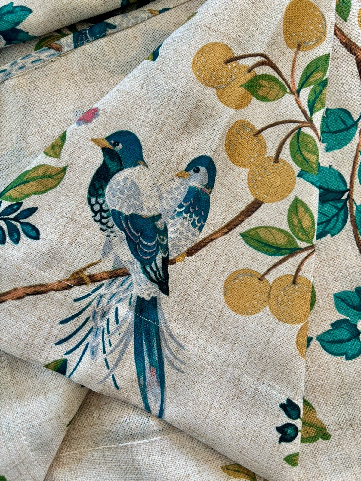 Anatara 2 pc Window Curtains Floral Botanic Birds ea 37″ x 96″ New