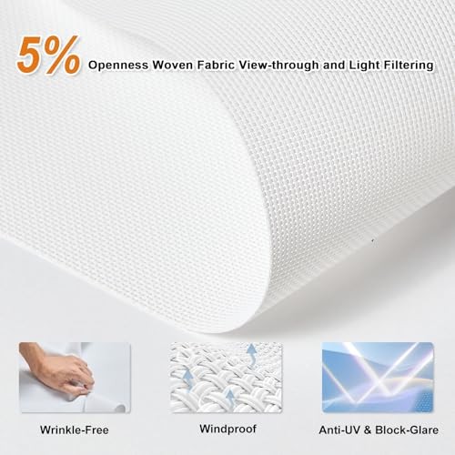 Free-Stop Cordless Roller Shades for Windows Light Filtering 20″W x 72″H White