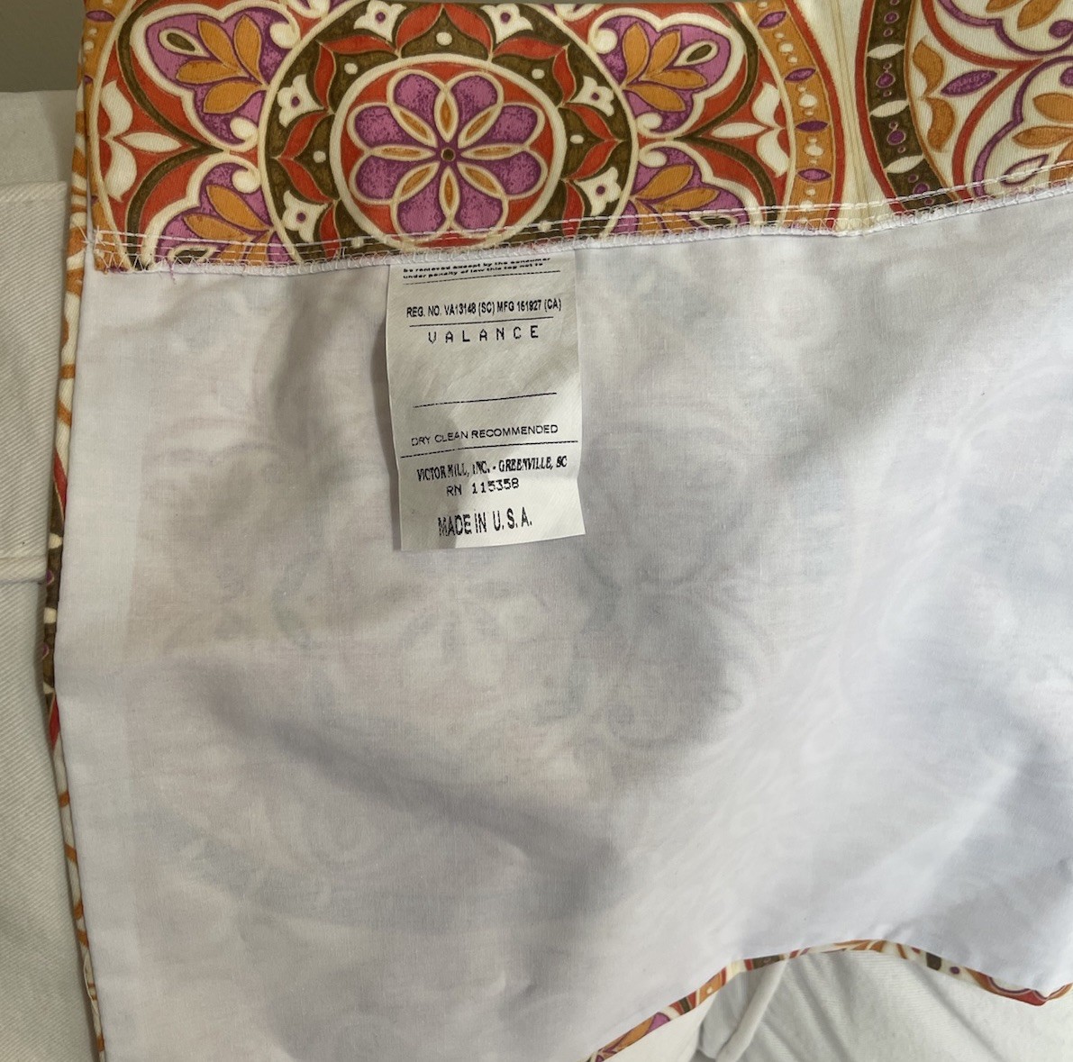 Custom Valance Waverly Color Wheel Mango Peach Olive Lavender Lined 15×53” USA
