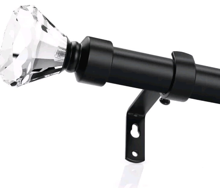 Orger 4 Pack 1-inch Diameter Crystal/Black Curtain Rods 22″-42″ Single Drapery
