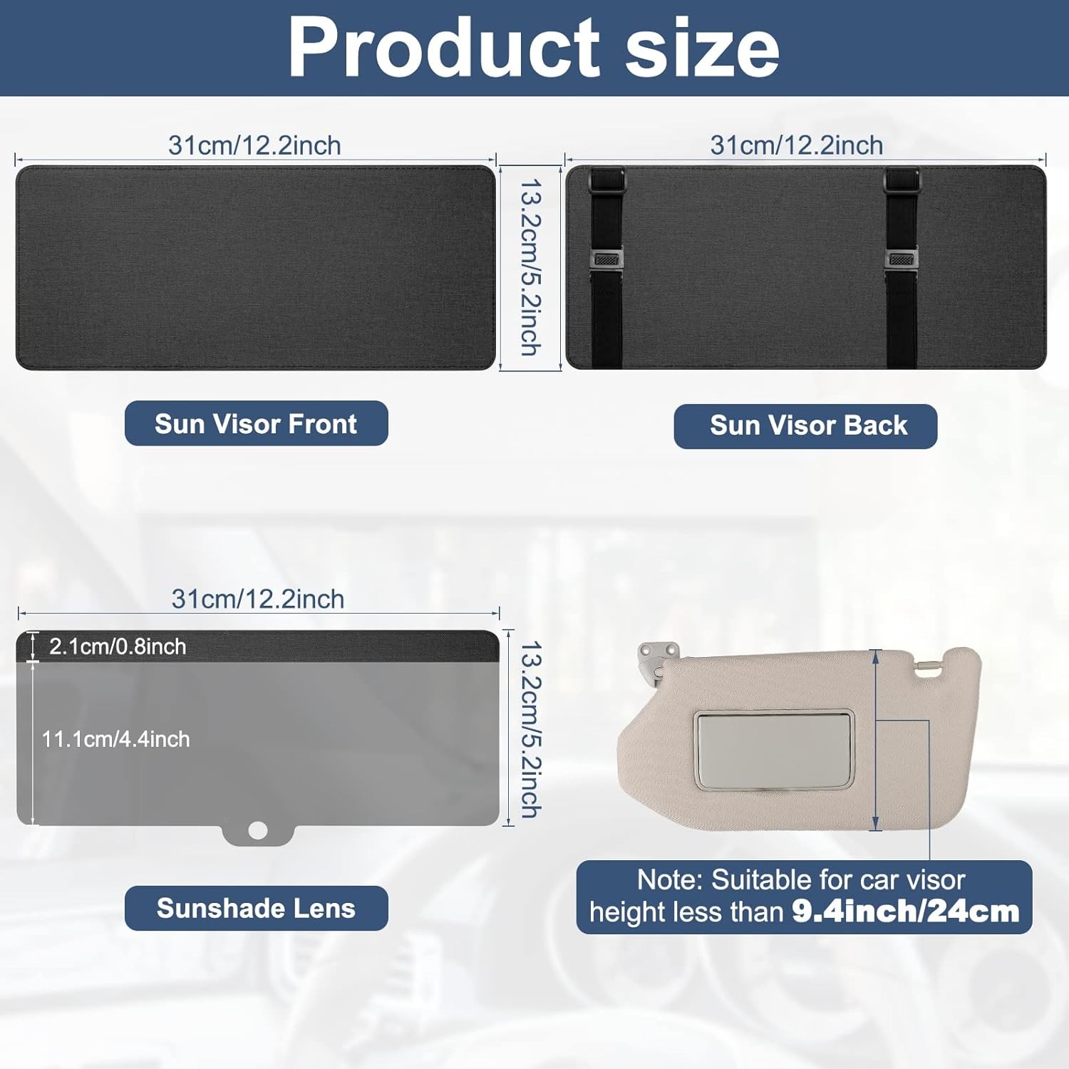 Car Sun Visor Extender Magnetic Polarized Anti Glare Sun Blocker Safe Driving