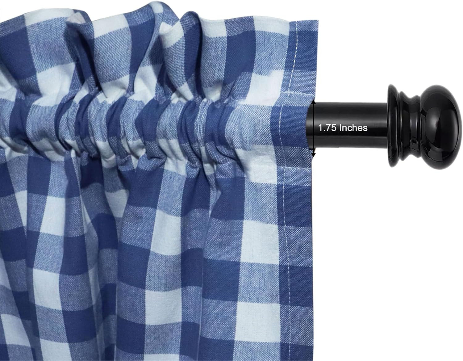 Café Curtains – Tier Window Treatment Curtains – Blue and White Gingham Check 3