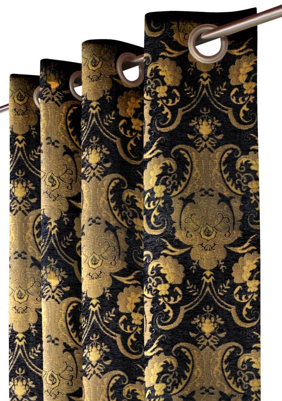 J1 Chenille Drapery Panel – Black- Rayon/Polyester- 60″ Inches W x 96″ H-J2