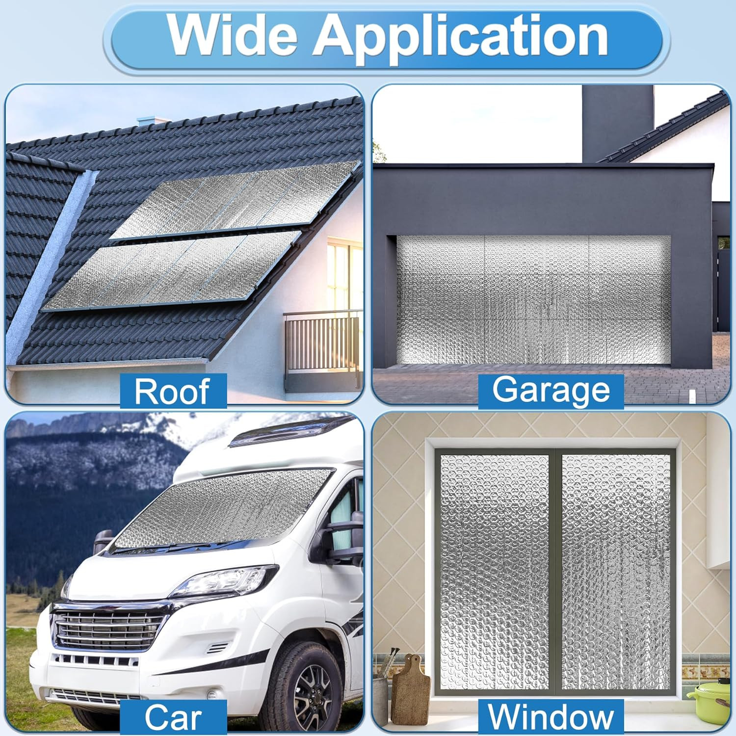 Garage Door Insulation Kit – 16P Double Bubble Window Heat Panels, 6MM 20.5″X54″