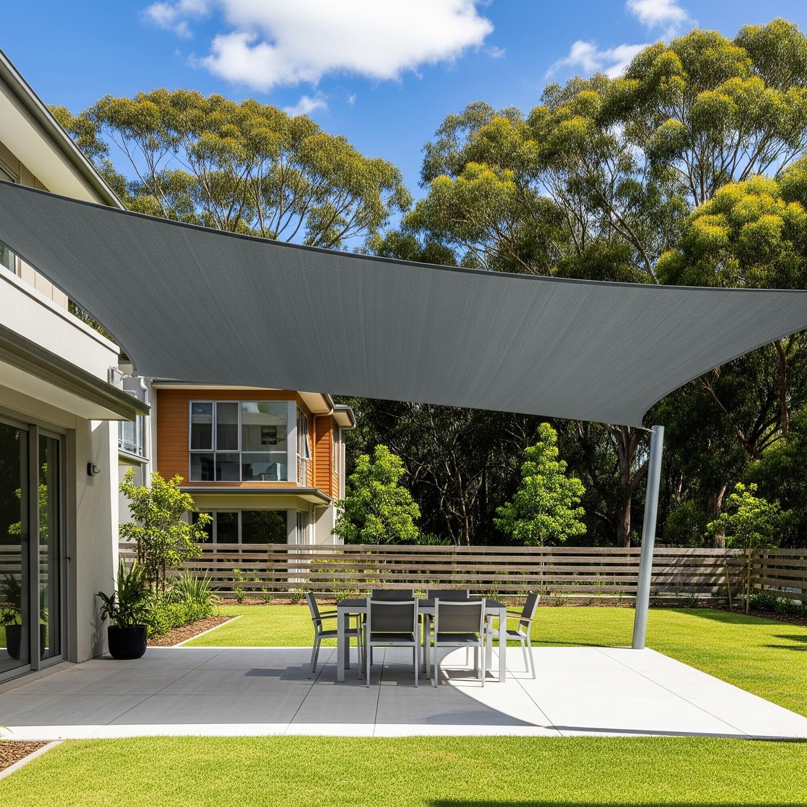 Cool Area Sun Shade Sail 12x16FT Rectangle 1 2′ x 1 6′, Dark Grey
