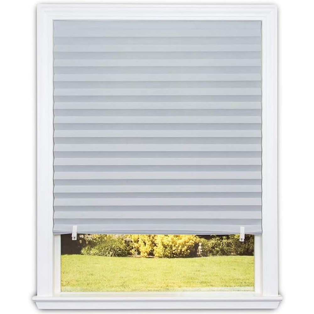 Room Darkening Pleated Paper Window Shade Gray 36 x 72 Inches No Tools