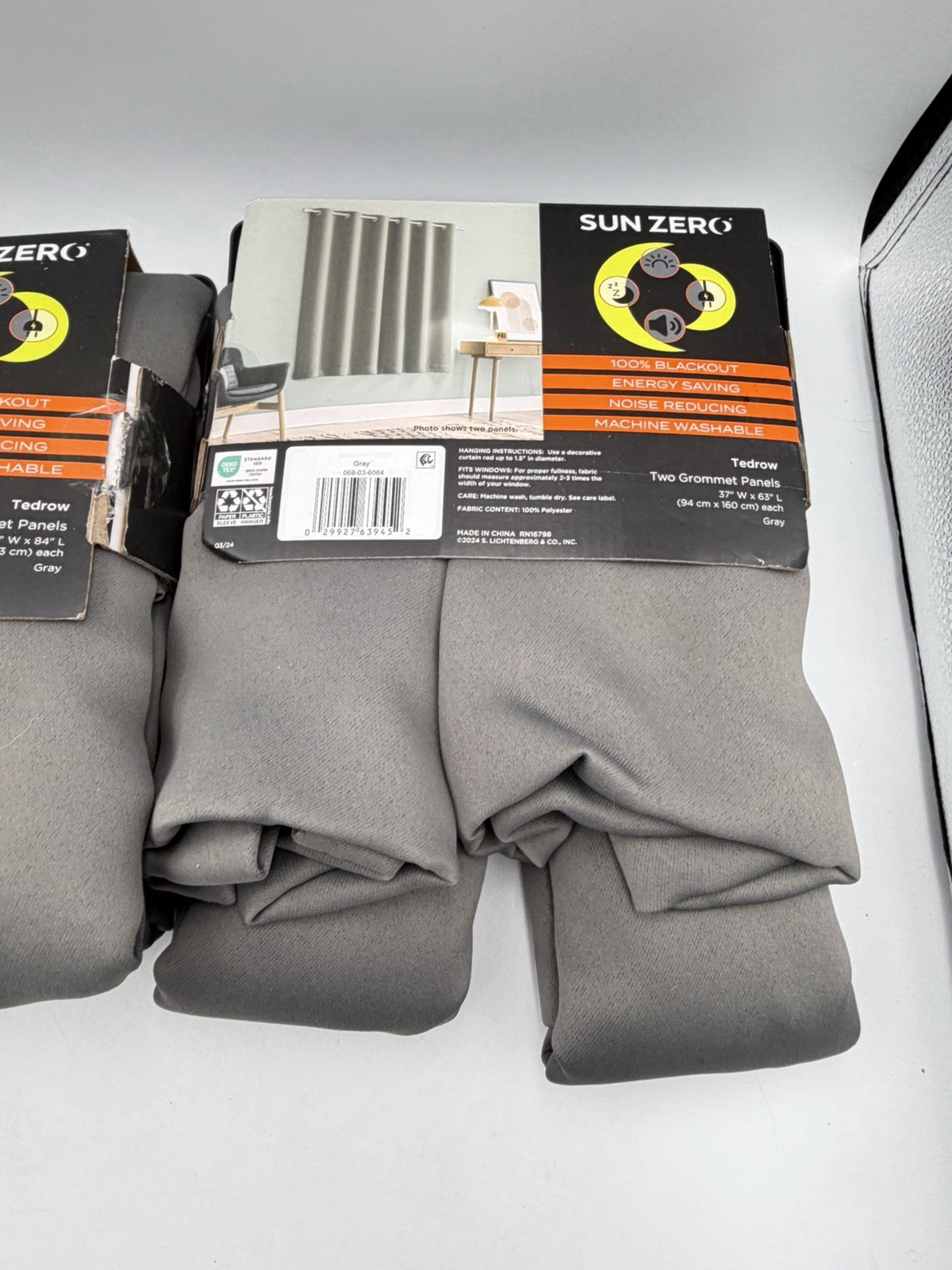 Sun Zero Blackout Window Curtains 2 Panels lot of 2, 37×63 &37×84 Brand New