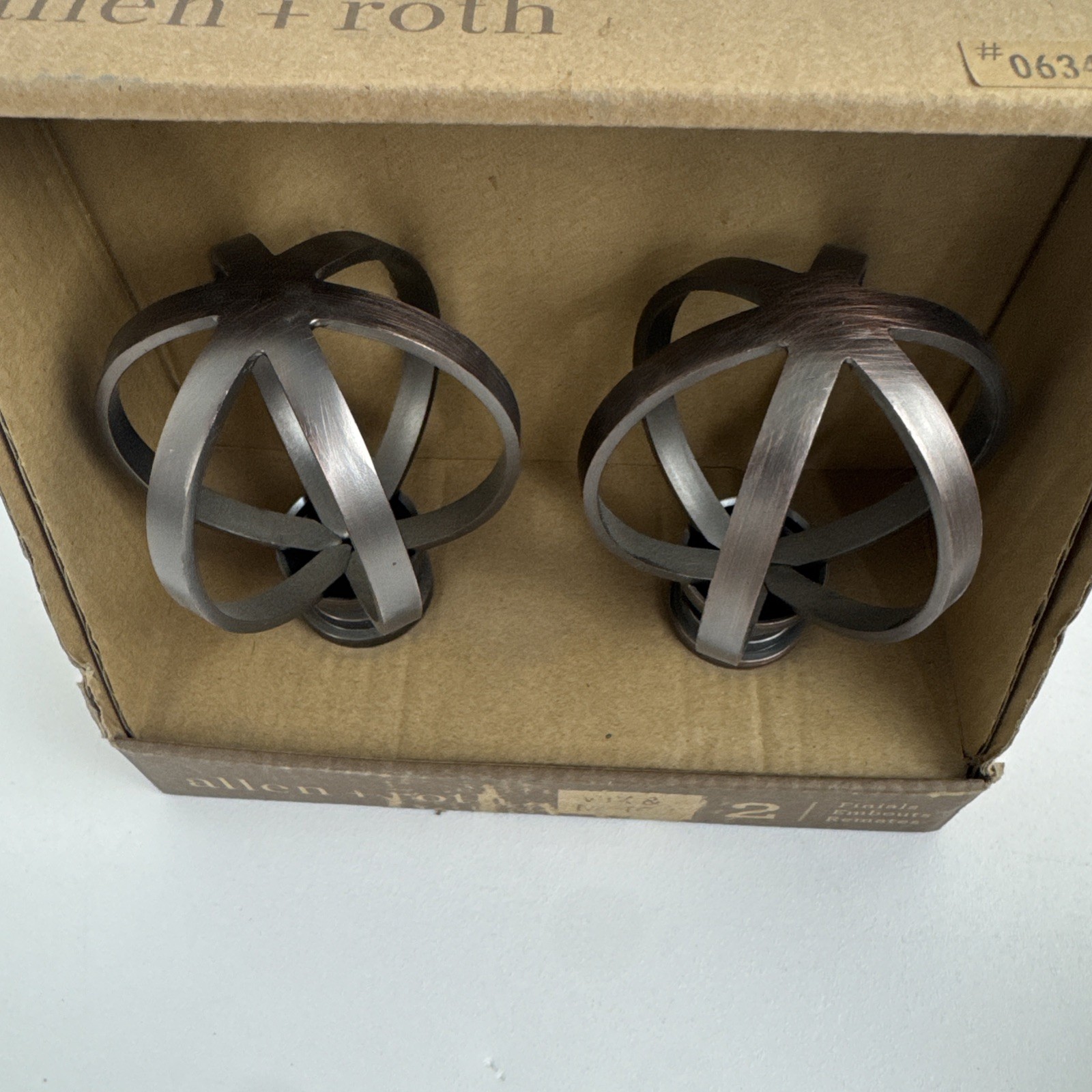 6 Count Allen + Roth Finials For Curtain Rods Decorating Bronze & Gold Finish