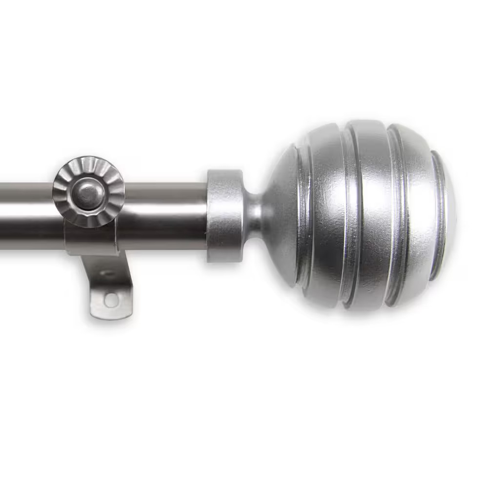 18 In. – 28 In. Telescoping Single Curtain Rod Kit in Satin Nickel with Poise Fi