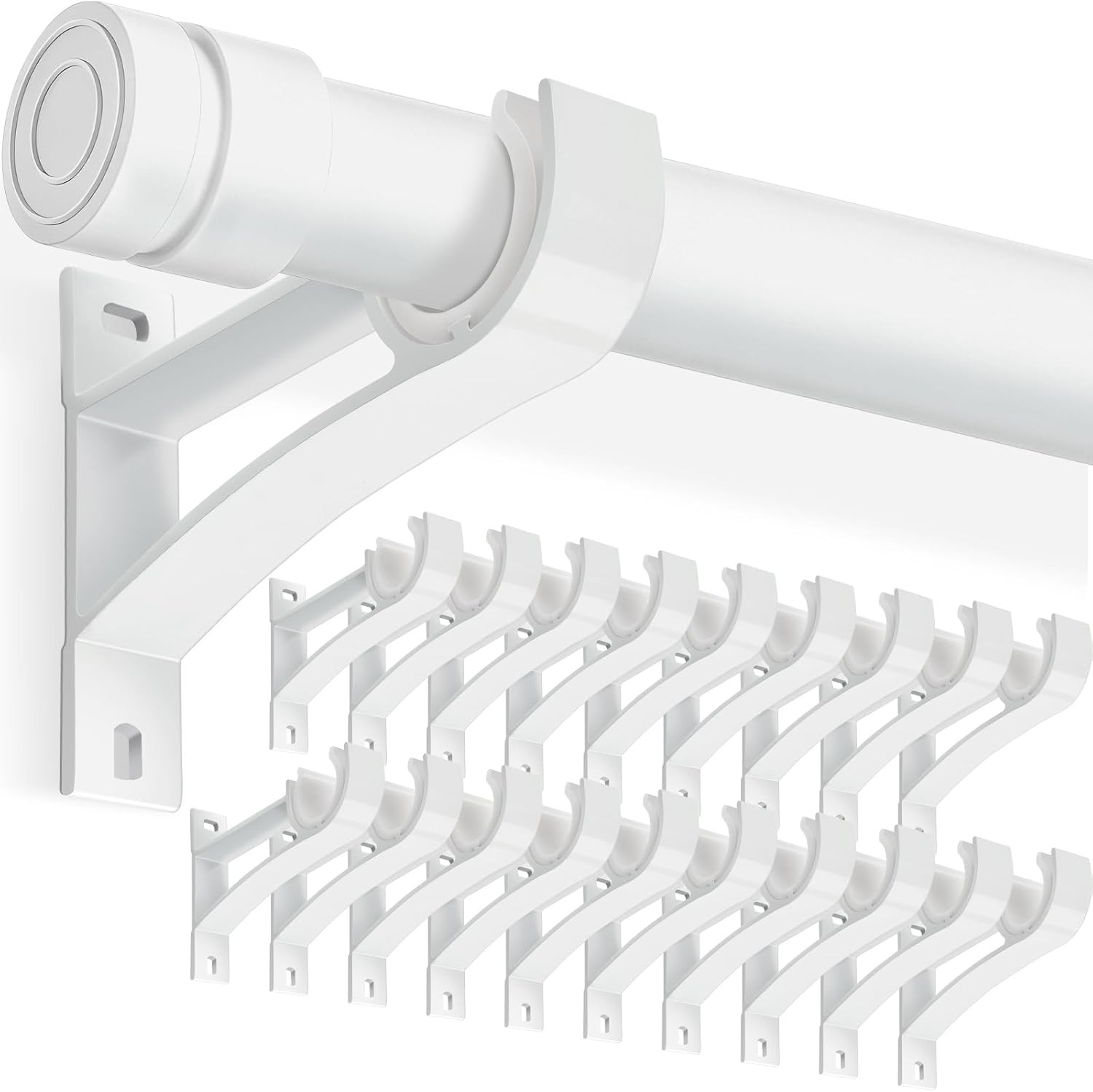 8 Pack Curtain Rod Bracket, 1 Inch Heavy Duty Holder Black Drapery Single Hooks