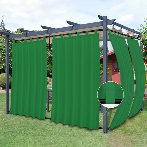 Outdoor Patio Curtains Detachable Tab Top 54″W x 108″L (Pack of 2) Green