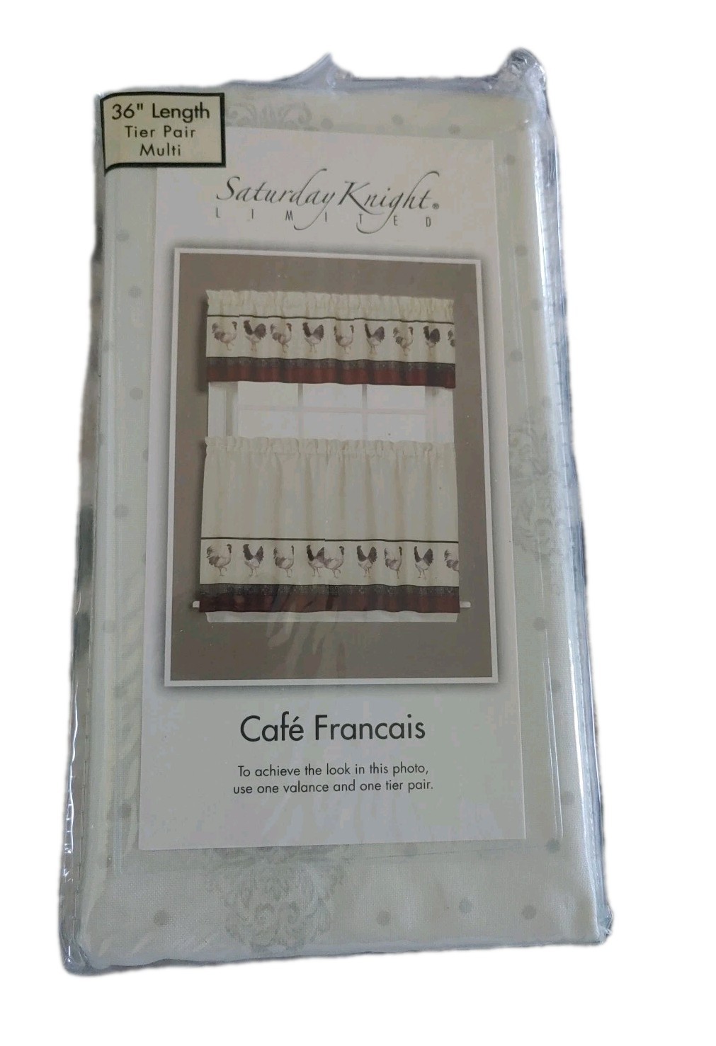 Roosters Kitchen Curtains Red White Cream Blck Burgandy – Tier Pair 56″W x36″ L
