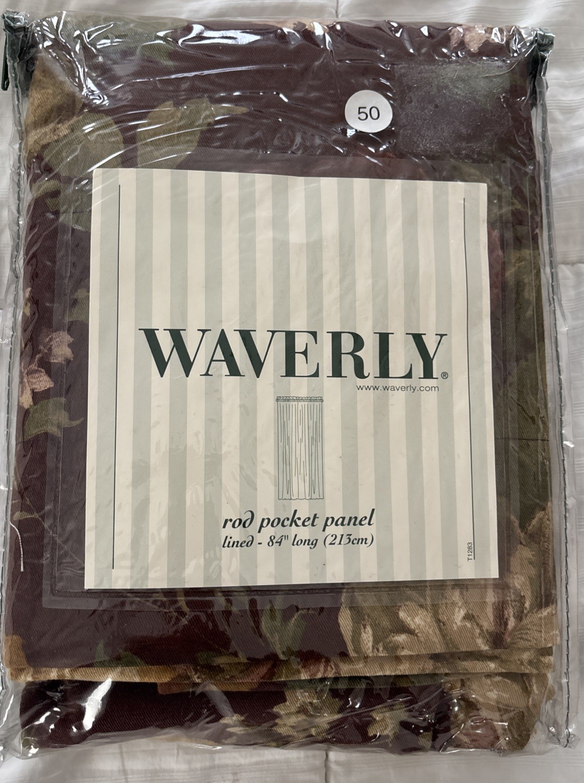 NOS NEW Waverly Floral Gold Merlot 42×84 Curtain Drape Rod Pocket Panel