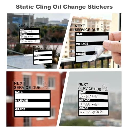 Static Cling Oil Change Stickers for Windshield, 120 Pcs 2×2 Inches No Glue No