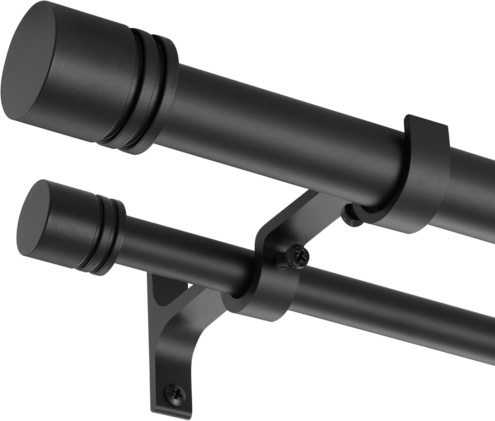 Double Curtain Rods 144-164 Inches for Windows, Adjustable 1 Inch Diameter Heavy