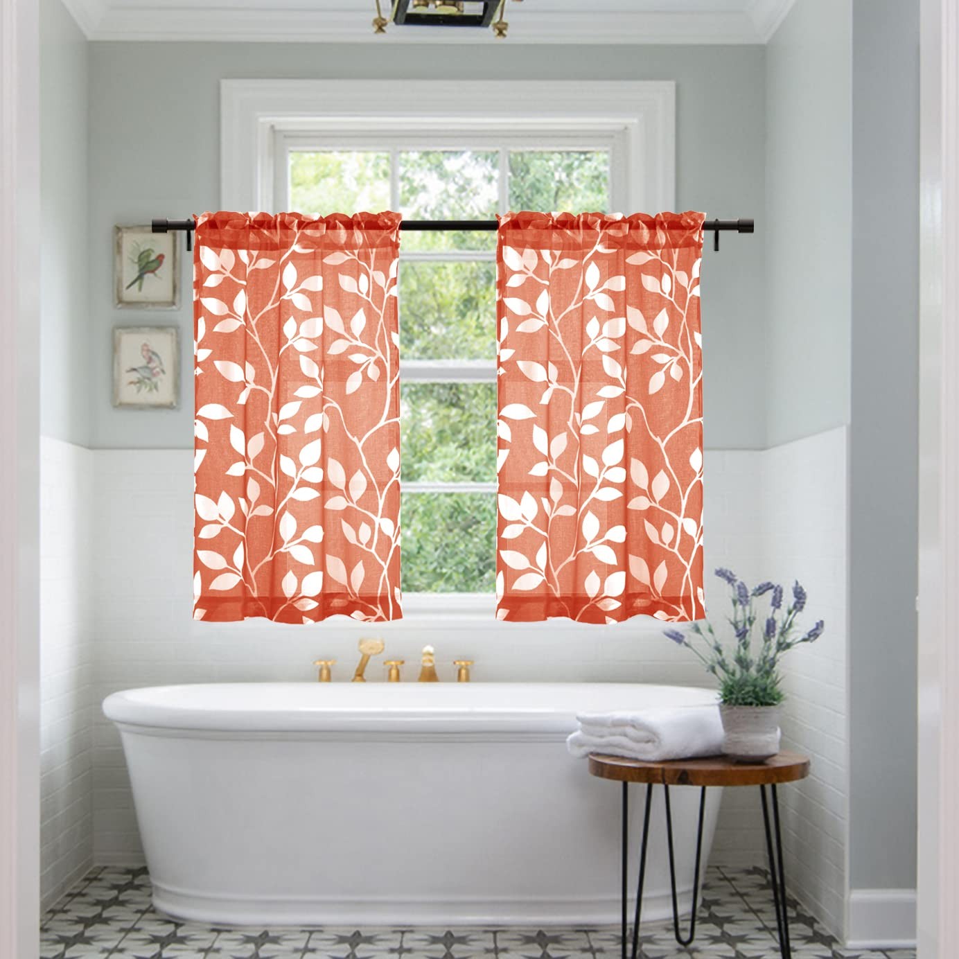 Curtains 36 Inch Length for Kitchen Window Set of 2 Panels,Short Sheer Cafe W…