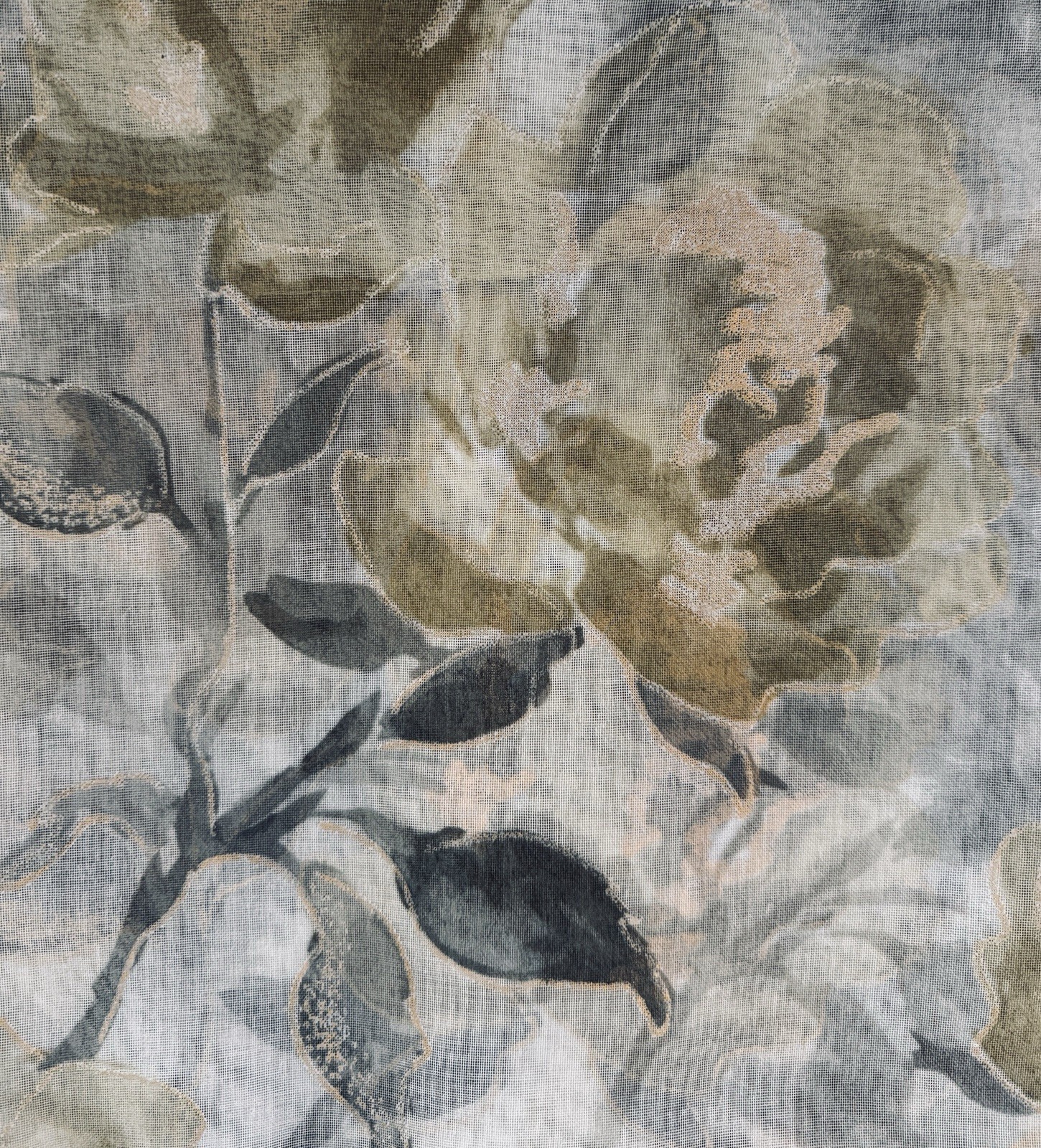 Laura Ashley Window Curtains 4 FOUR Panels 38 x 84 Gray Mustard Metallic Sheer