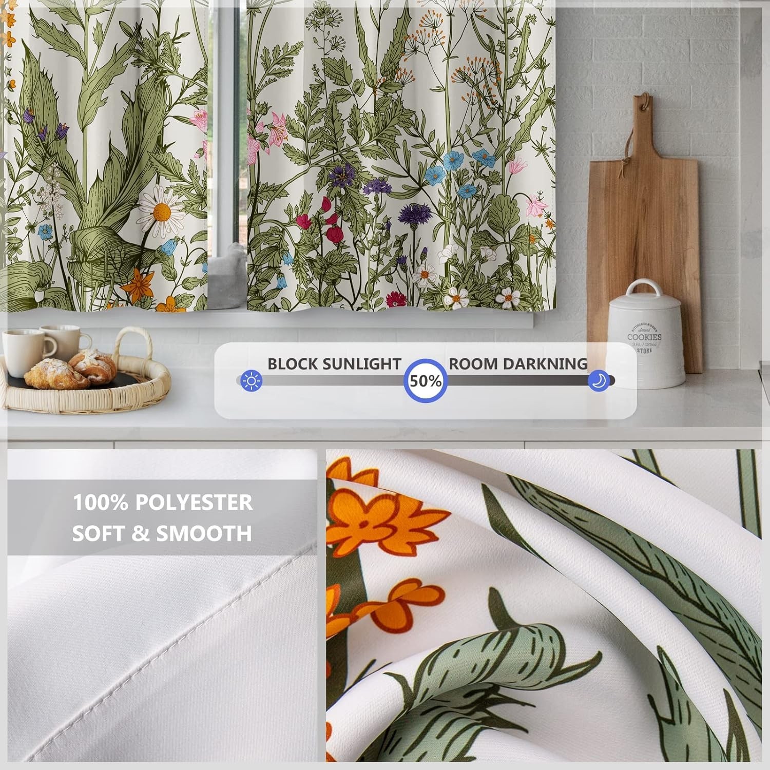 Kitchen Curtains – Forest Sunset Country Rustic Farmhouse Short Cafe Tier Cur…