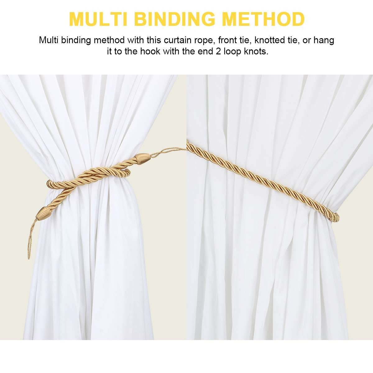 2/4X Curtain Rope Tie Backs Window Tieback Bandage Holdbacks Home Decor Handmade