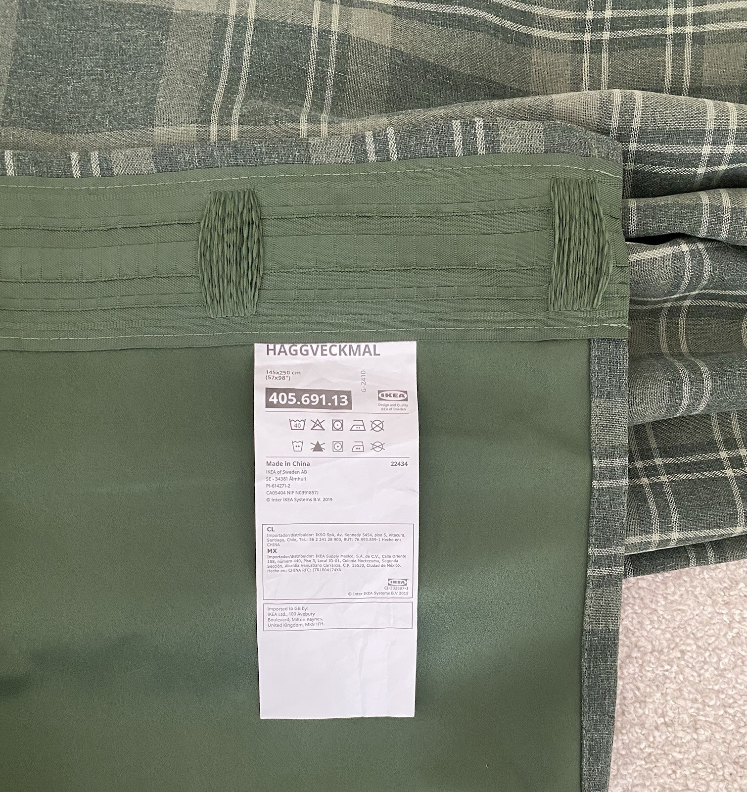Ikea HAGGVECKMAL Dark Green Tartan Plaid Drapes 98” 2 Panels Curtains