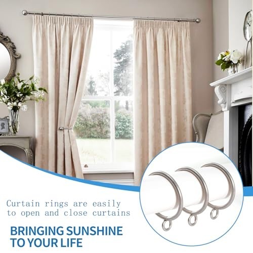 44 Pack Metal Curtain Rings with Eyelets, 1.5″ Drapery Rings for Pinch Pleat Cur