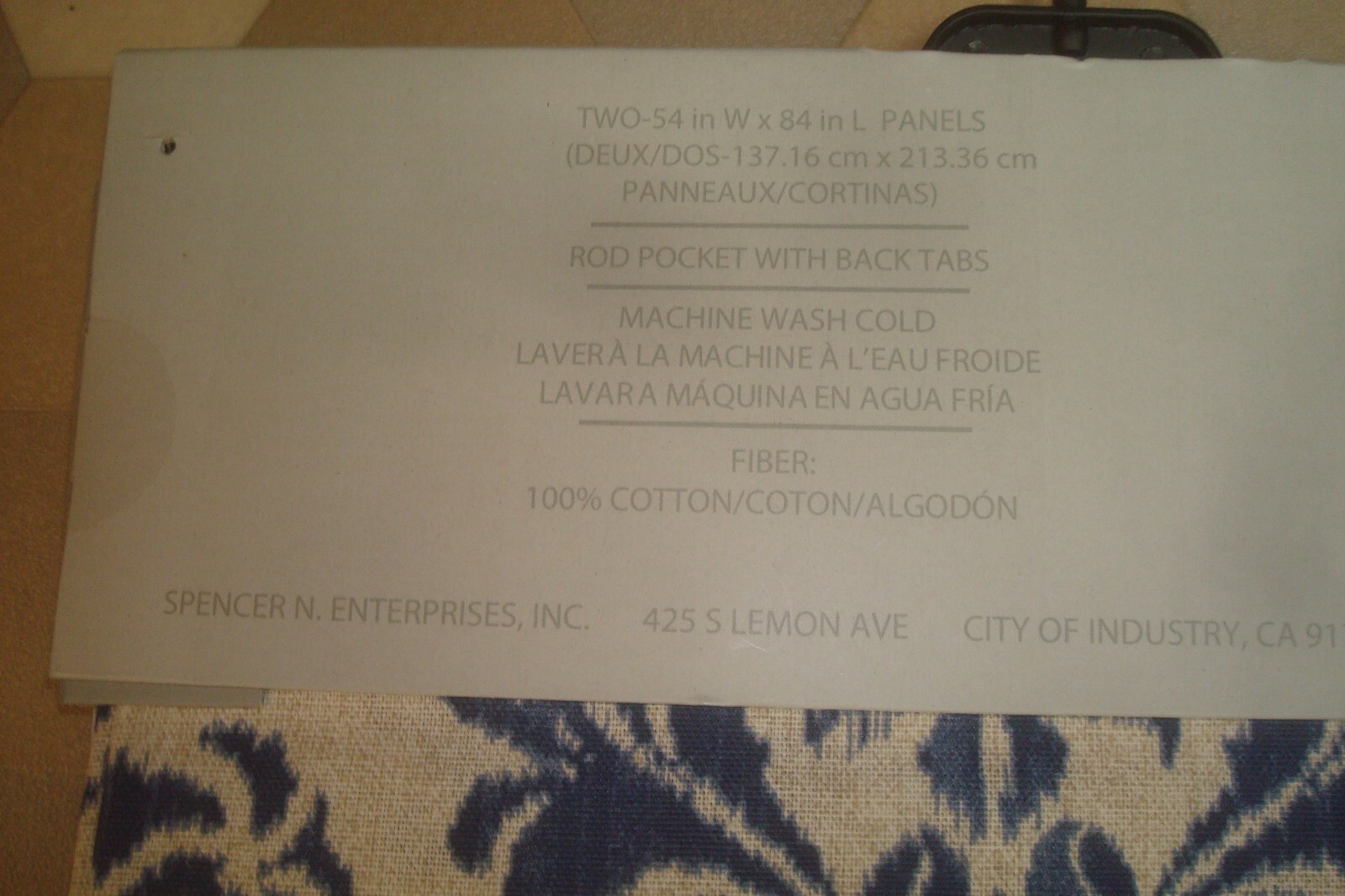 NWT 2 pc Laswell Window Panels Curtains Damask 100% Cotton Indigo Blue 84″ lg